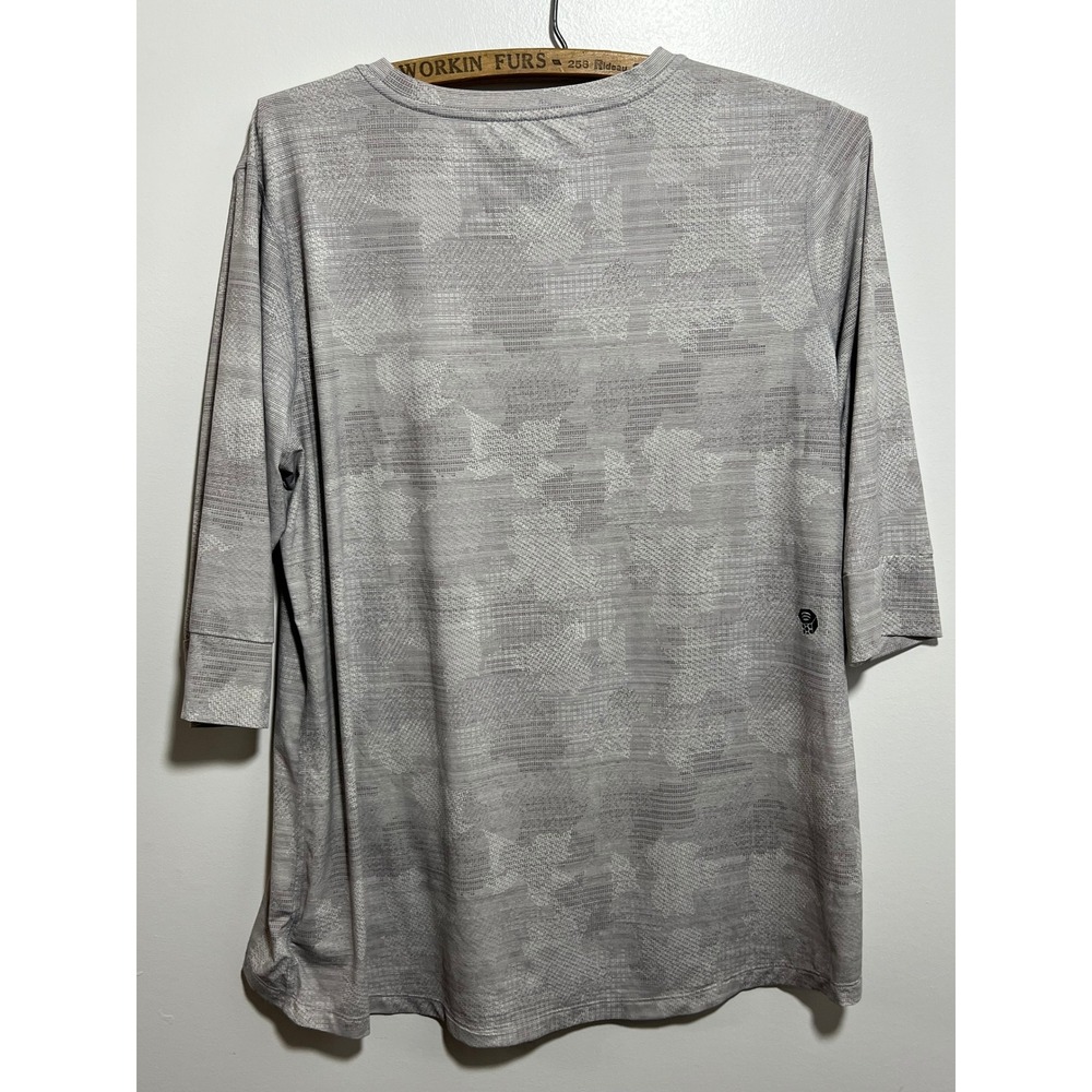 Mountain Hardwear Womens Grey Camo Print 3/4 Sleeve Performance Hiking Top XL - Picture 6 of 10